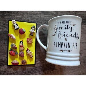 Thanksgiving mug + Pilgrims & Indians magnets set – 12 oz mug by Fringe Studio